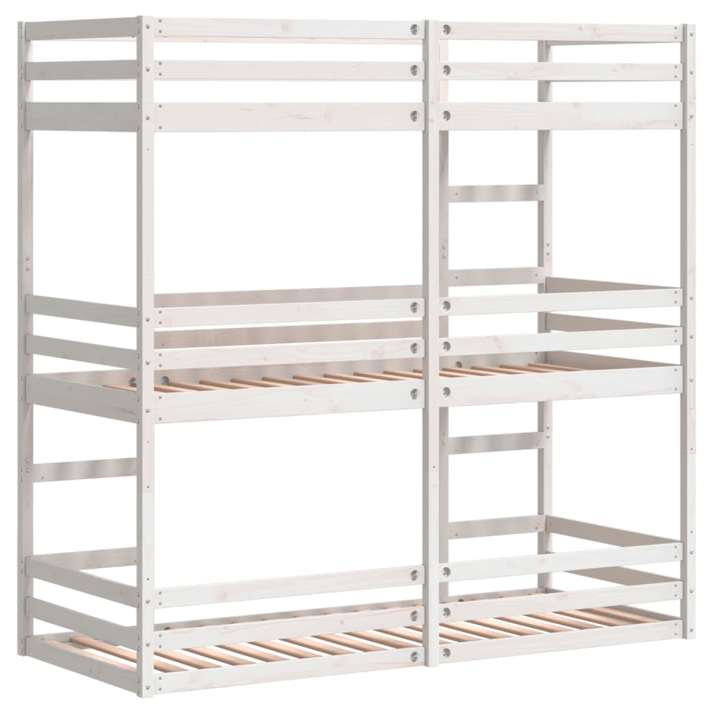 Trippel Køyeseng Hvit 90X200 Cm Heltre Furu