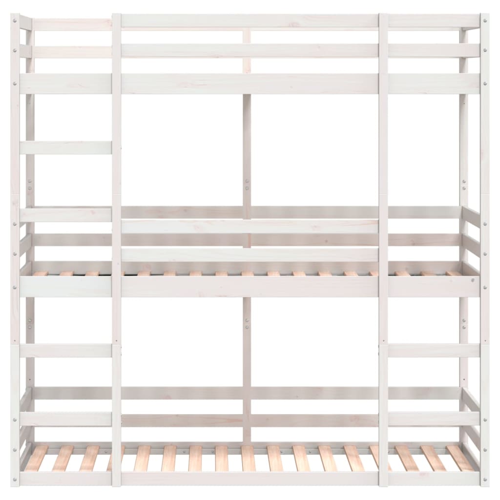 Trippel Køyeseng Hvit 90X190 Cm Heltre Furu