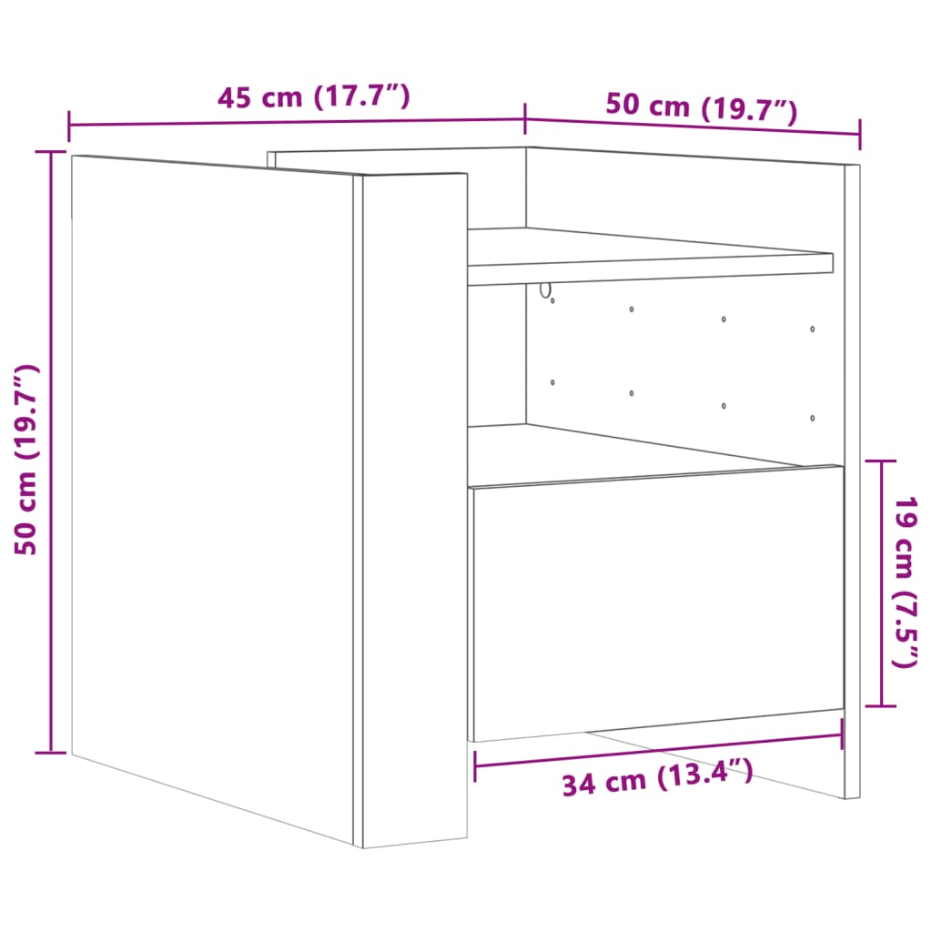 Nattbord Svart 45X50X50 Cm Konstruert Tre