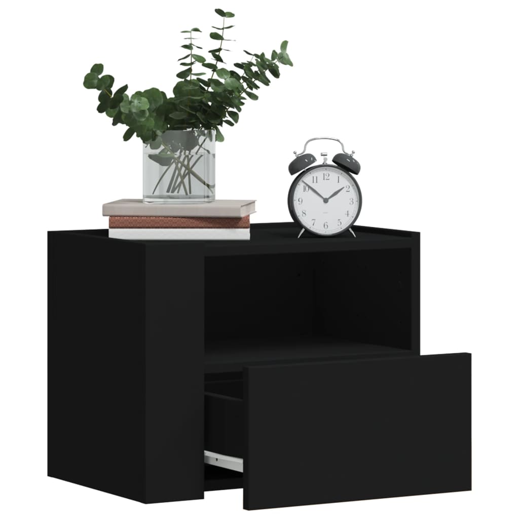 Veggmontert Nattbord Svart 45X30X35 Cm