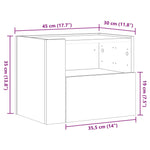 Veggmontert Nattbord Svart 45X30X35 Cm