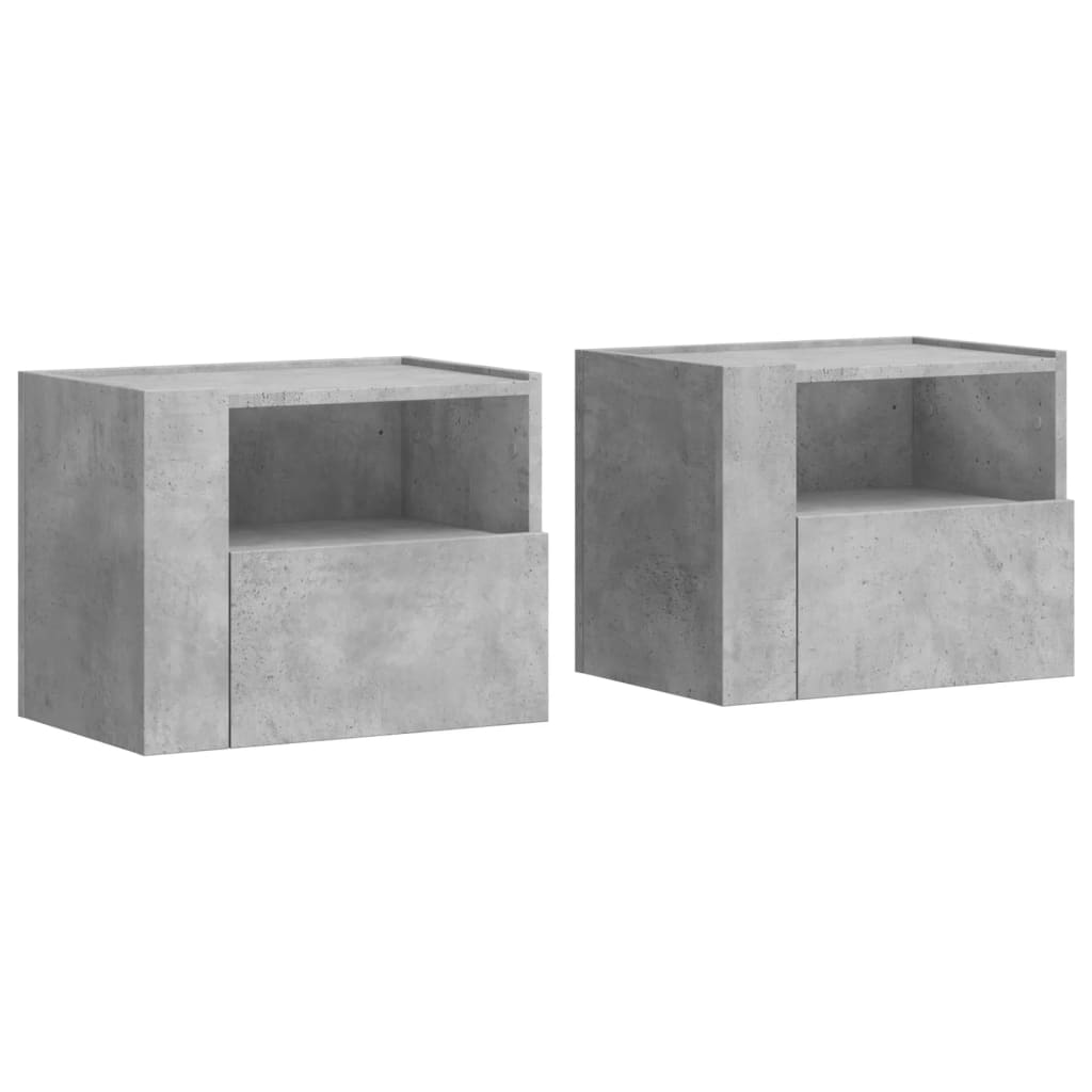 Veggmonterte Nattbord 2 Stk Betonggrå 45X30X35 Cm