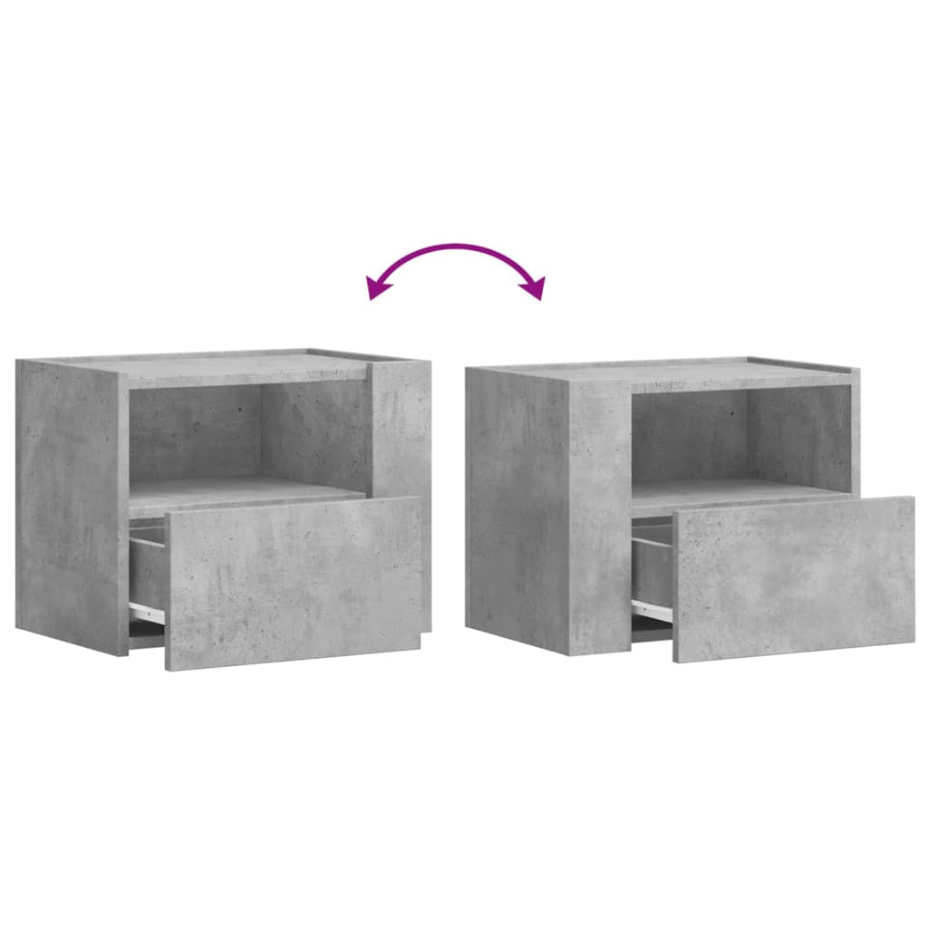 Veggmonterte Nattbord 2 Stk Betonggrå 45X30X35 Cm