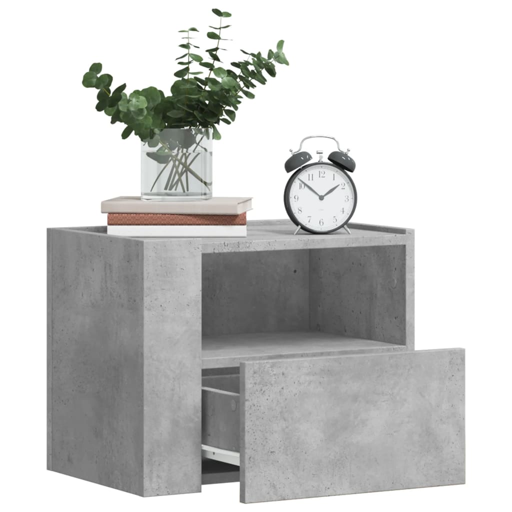 Veggmonterte Nattbord 2 Stk Betonggrå 45X30X35 Cm