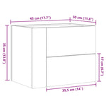 Veggmonterte Nattbord 2 Stk Betonggrå 45X30X35 Cm