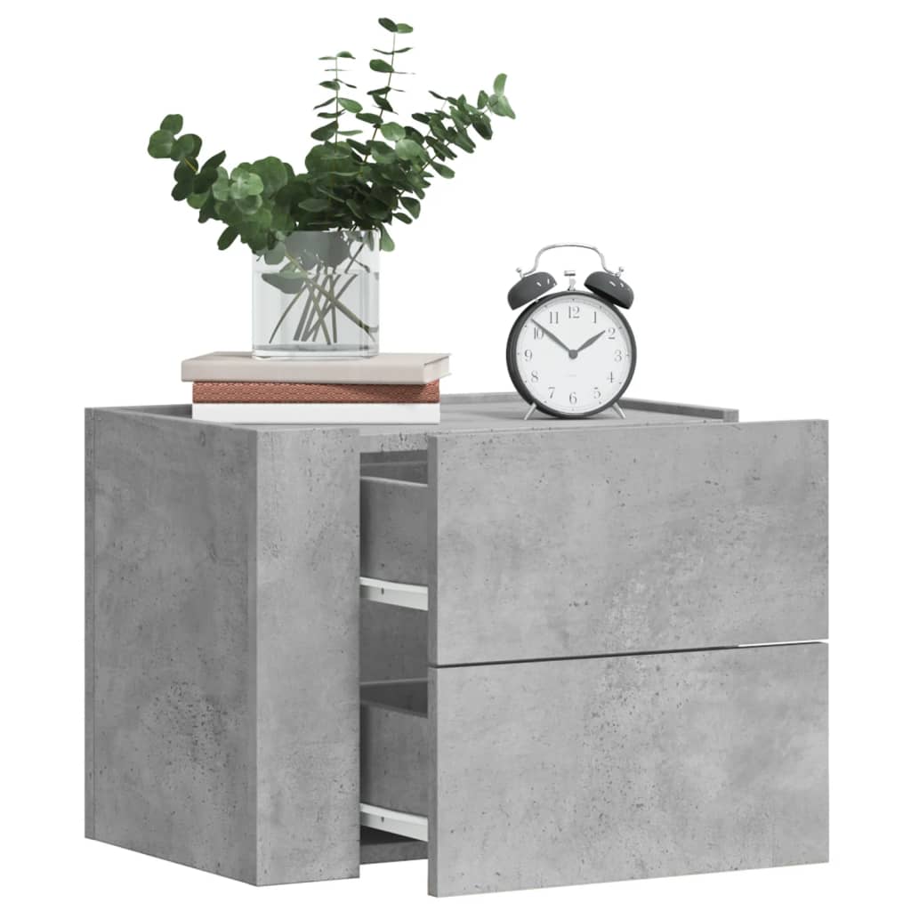 Veggmonterte Nattbord 2 Stk Betonggrå 45X30X35 Cm