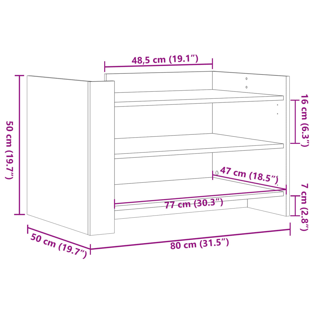 Salongbord Hvit 80X50X50 Cm Konstruert Tre