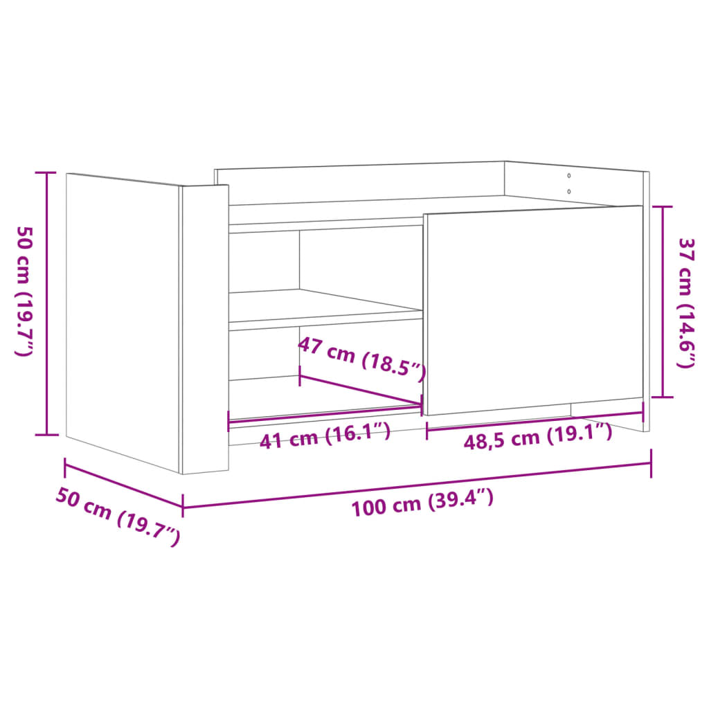 Salongbord Svart 100X50X50 Cm Konstruert Tre