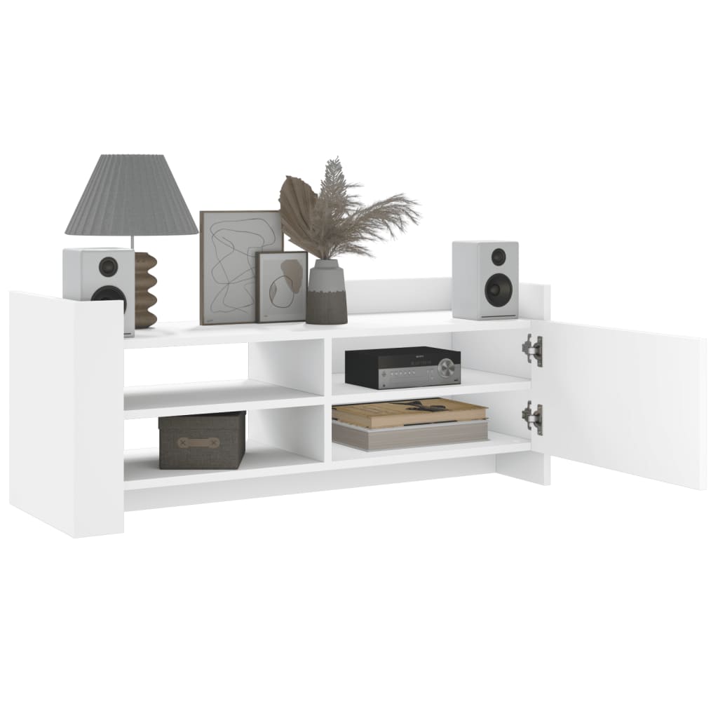 Tv-Benk Hvit 100X35X40 Cm Konstruert Tre