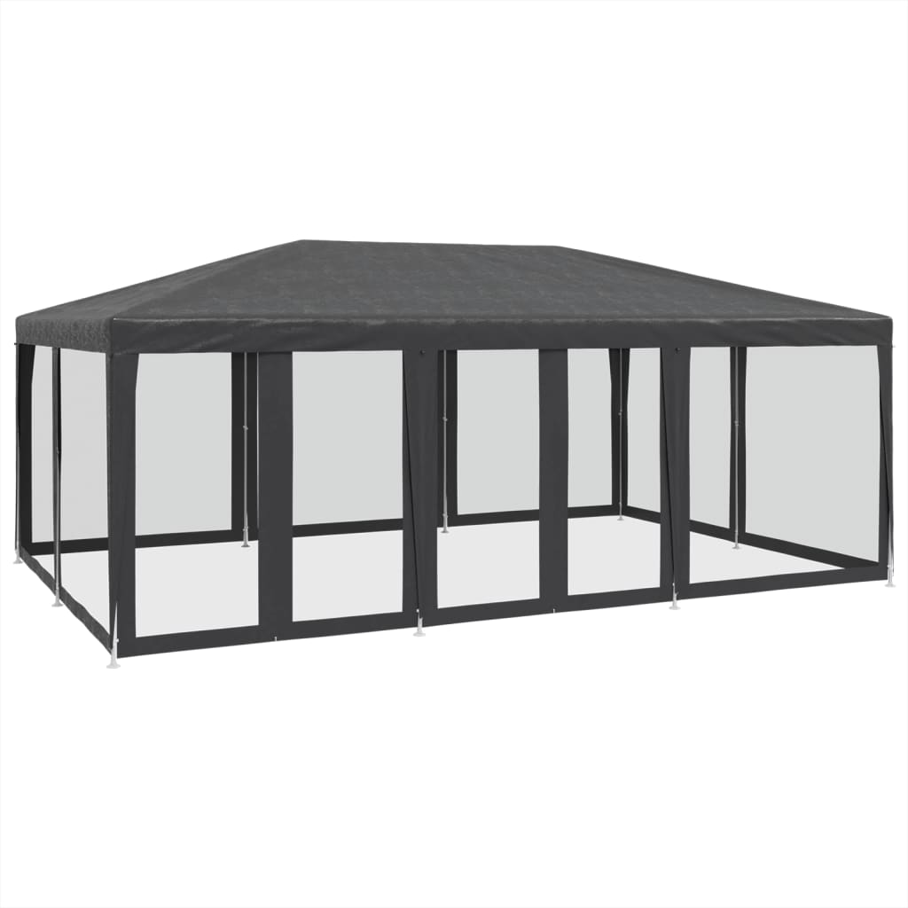Festtelt Med 10 Sidevegger Av Netting Antrasitt 6X4 M Hdpe