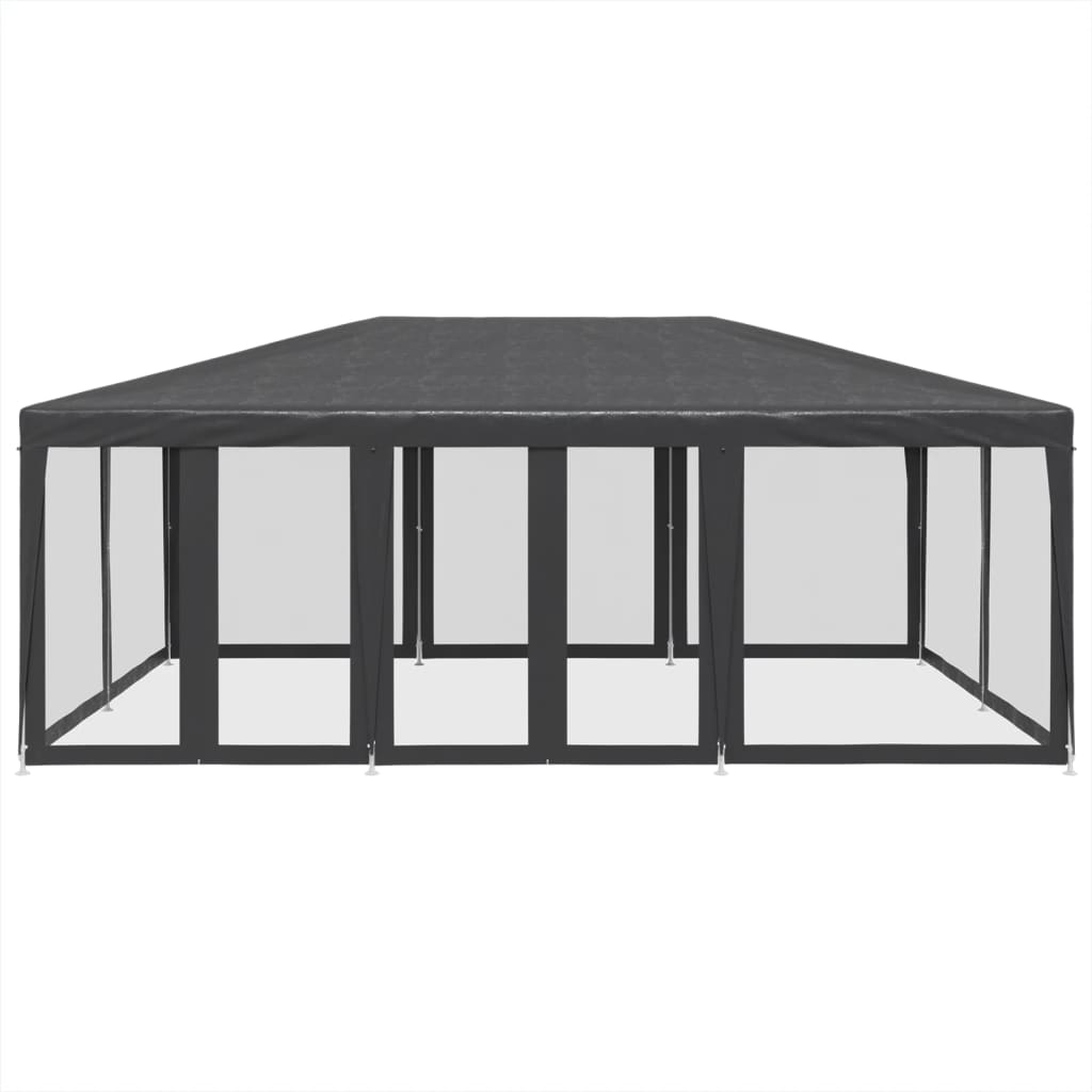 Festtelt Med 10 Sidevegger Av Netting Antrasitt 6X4 M Hdpe