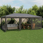 Festtelt Med 10 Sidevegger Av Netting Antrasitt 6X4 M Hdpe