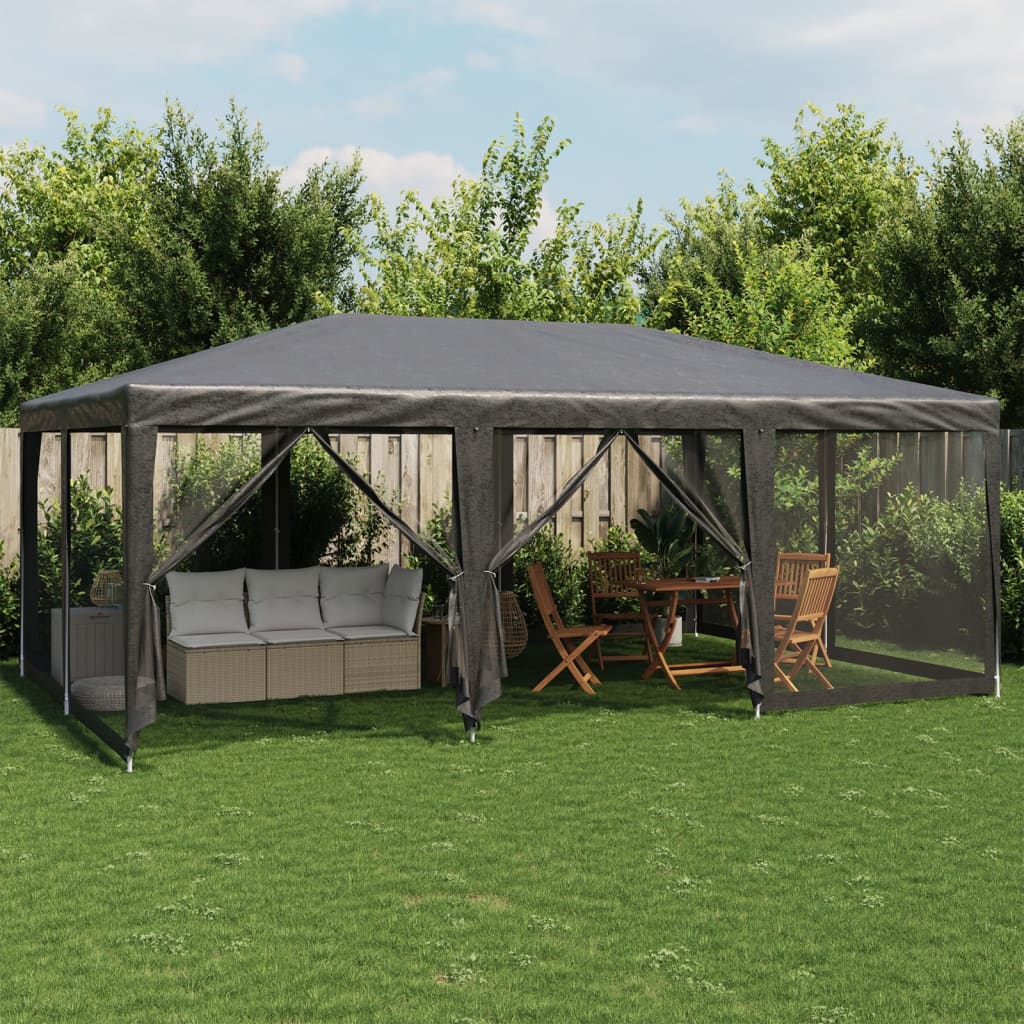 Festtelt Med 10 Sidevegger Av Netting Antrasitt 6X4 M Hdpe