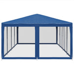 Festtelt Med 12 Sidevegger Av Netting Blå 8X4 M Hdpe
