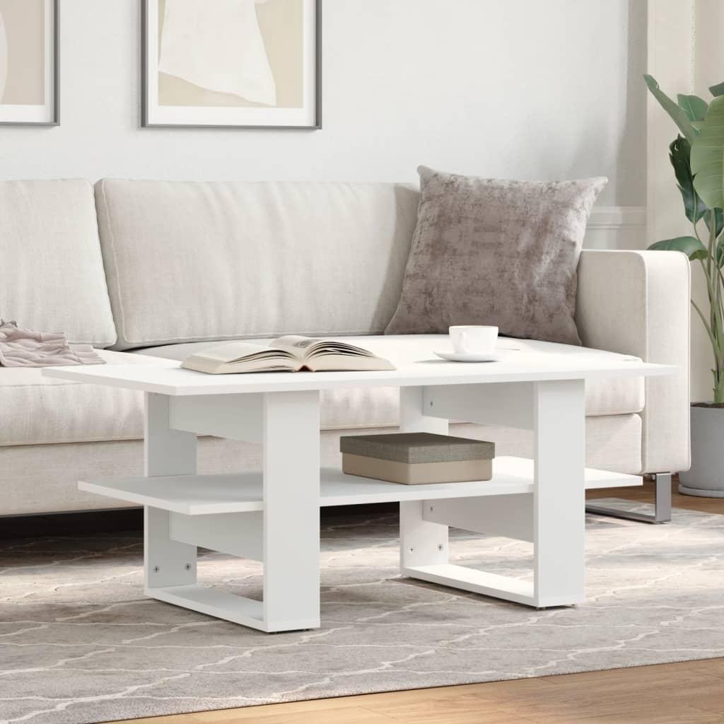 Salongbord Hvit 102X55X42 Cm Konstruert Tre