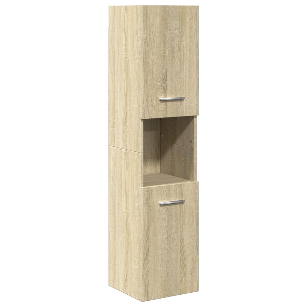 Baderomsskap Sonoma Eik 30X30X130 Cm Sponplate