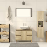 Baderomsskap Sonoma Eik 30X30X130 Cm Sponplate