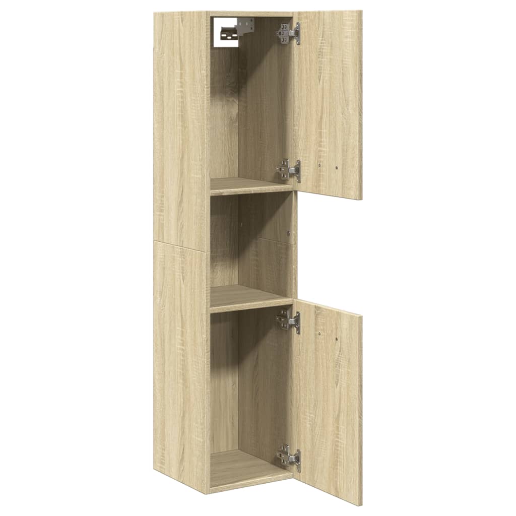 Baderomsskap Sonoma Eik 30X30X130 Cm Sponplate