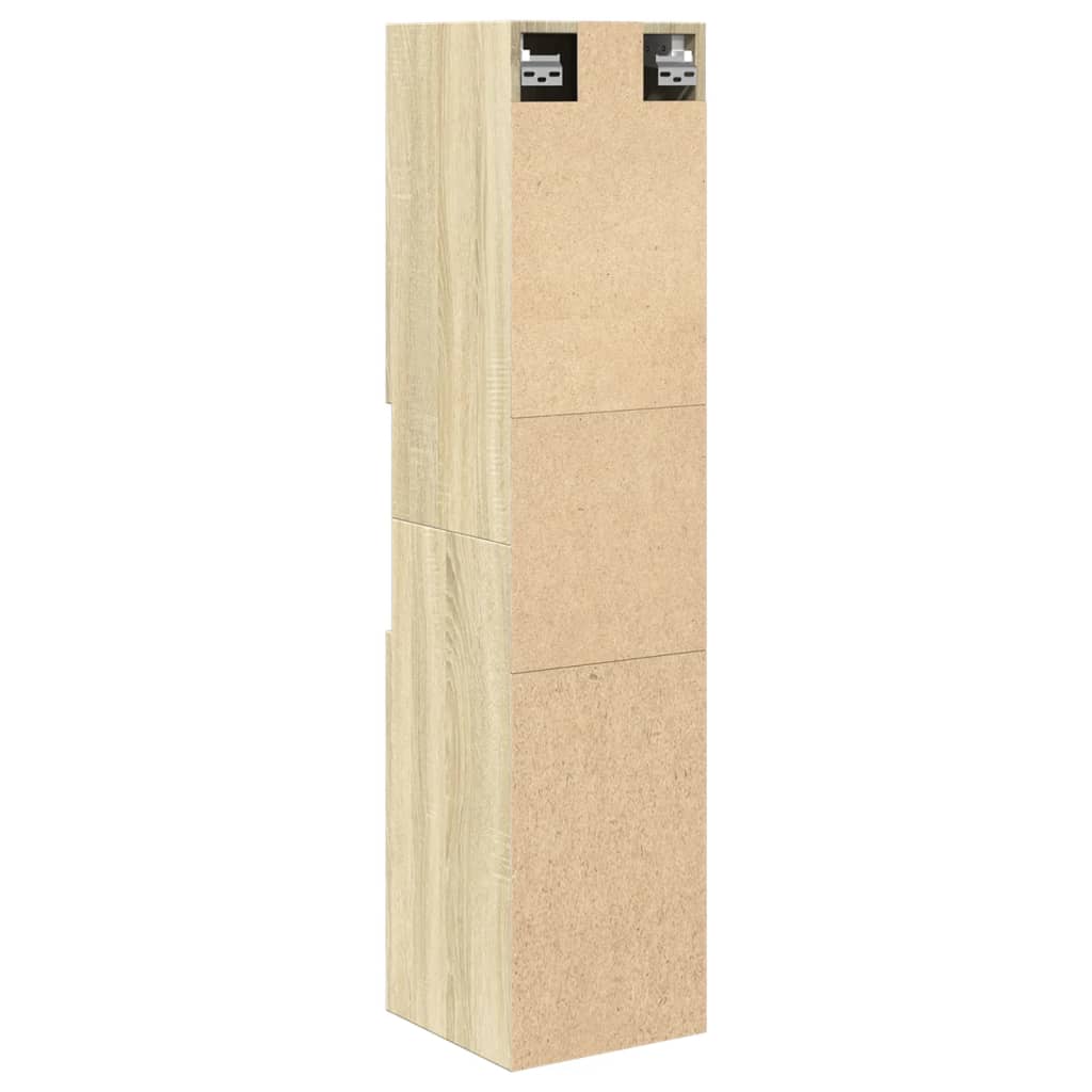 Baderomsskap Sonoma Eik 30X30X130 Cm Sponplate