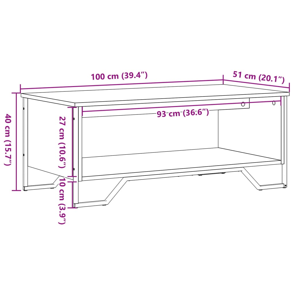 Salongbord Svart 100X51X40 Cm Konstruert Tre