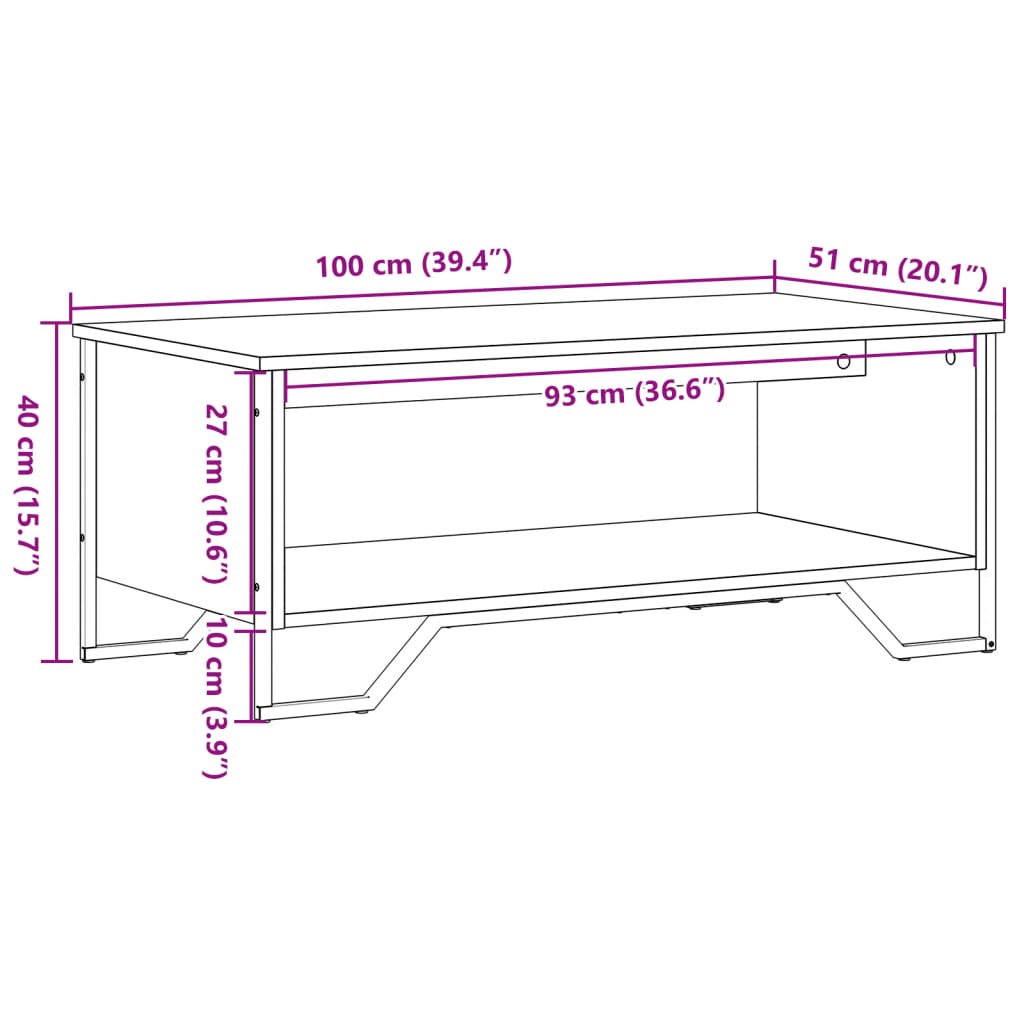 Salongbord Sonoma Eik 100X51X40 Cm Konstruert Tre