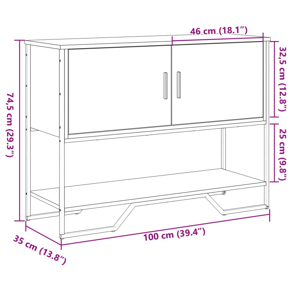 Konsollbord Røkt Eik 100X35X74,5 Cm Konstruert Tre
