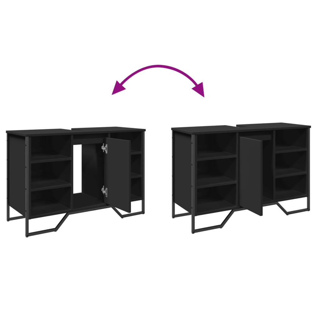 Servantskap Svart 91X35X60 Cm Konstruert Tre