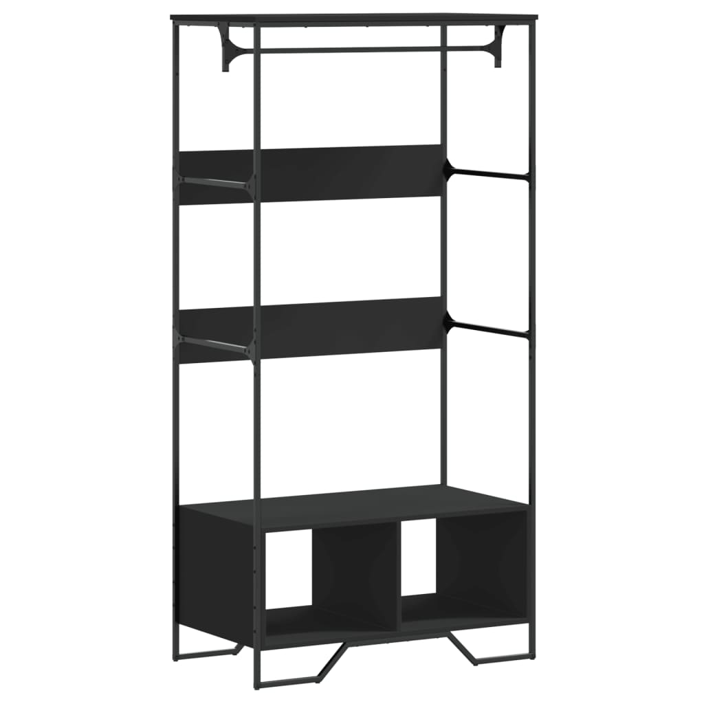 Garderobe Svart 90X50X180 Cm Konstruert Tre