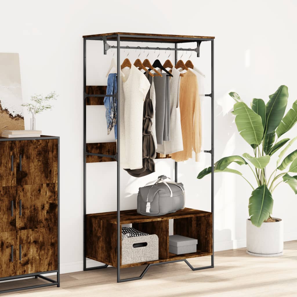 Garderobe Røkt Eik 90X50X180 Cm Konstruert Tre
