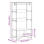 Garderobe Røkt Eik 90X50X180 Cm Konstruert Tre