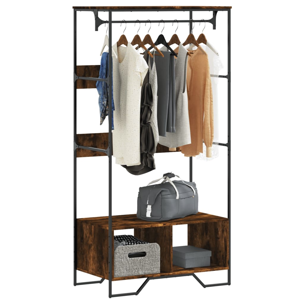 Garderobe Røkt Eik 90X50X180 Cm Konstruert Tre