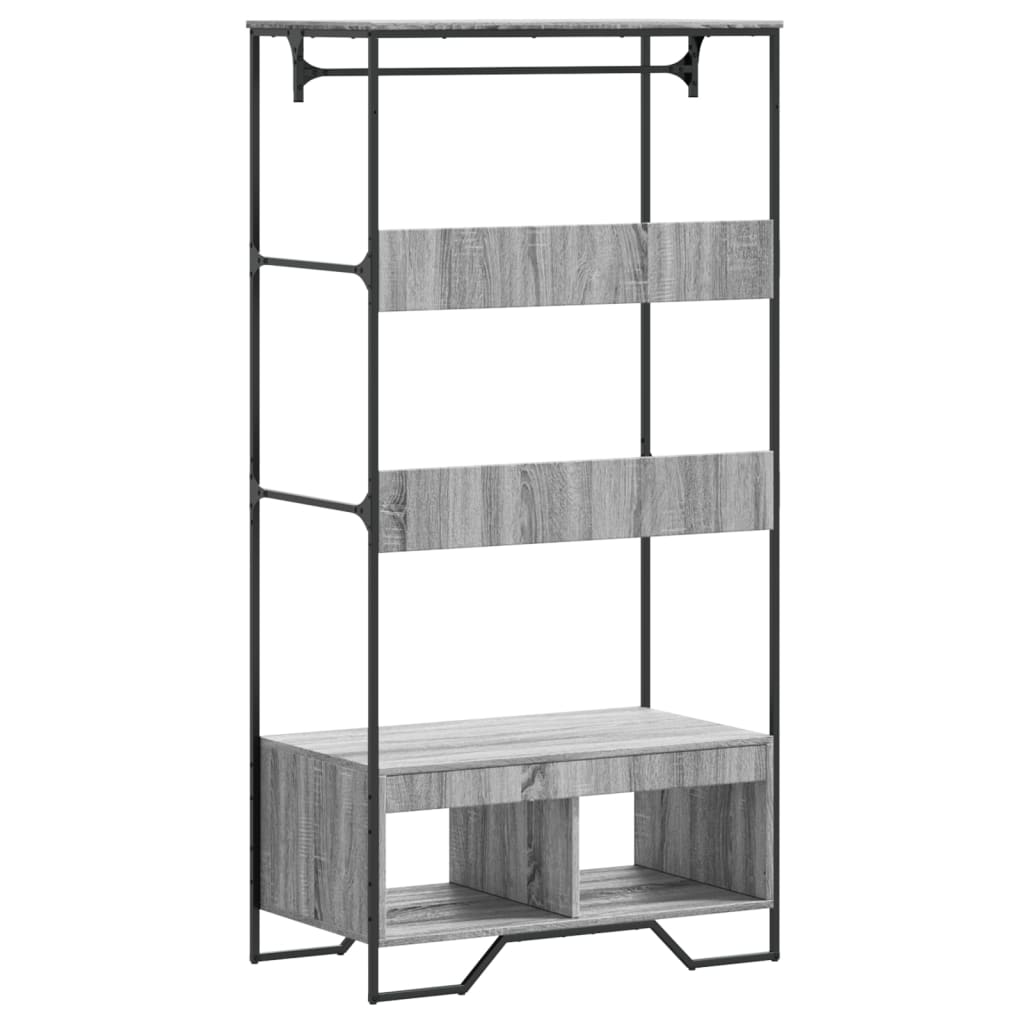 Garderobe Grå Sonoma 90X50X180 Cm Konstruert Tre