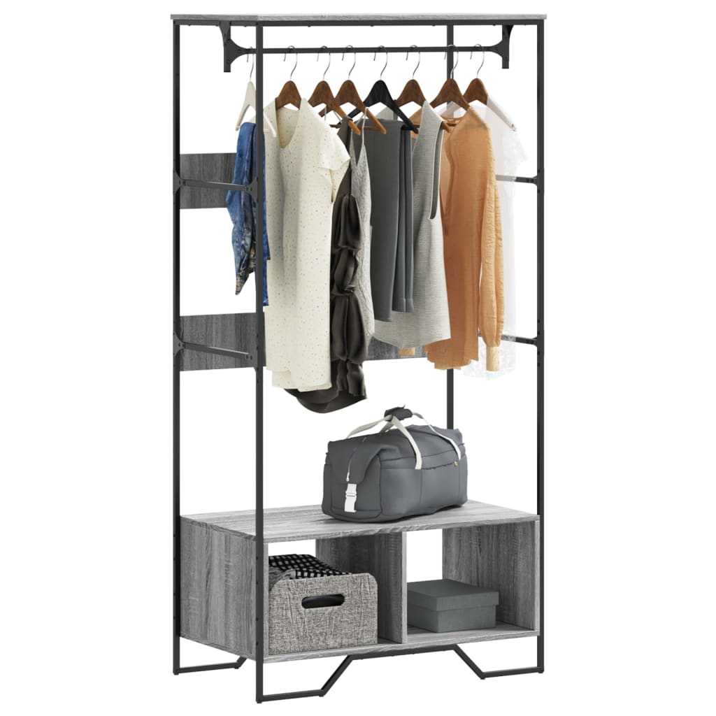 Garderobe Grå Sonoma 90X50X180 Cm Konstruert Tre