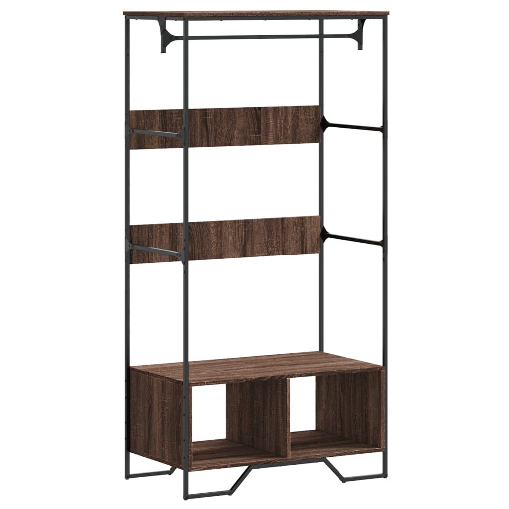 Garderobe Brun Eik 90X50X180 Cm Konstruert Tre
