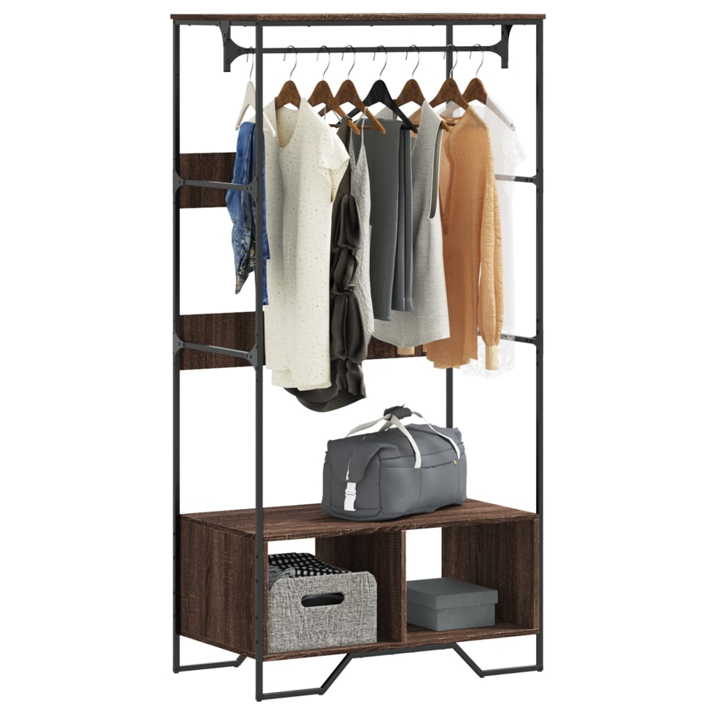 Garderobe Brun Eik 90X50X180 Cm Konstruert Tre