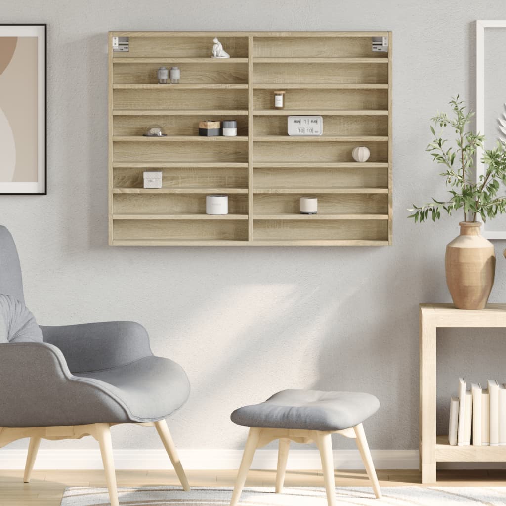 Vitrineskap Sonoma Eik 100X8,5X75 Cm Konstruert Tre