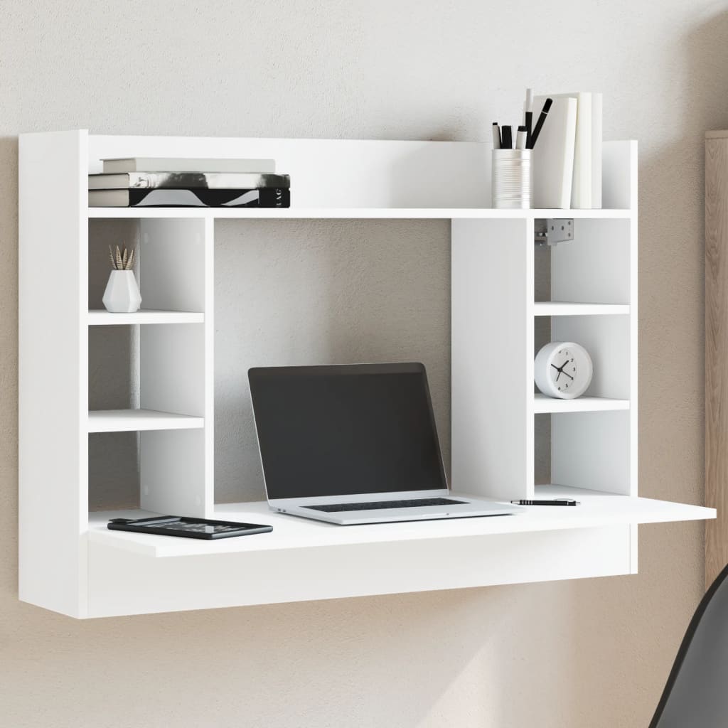 Veggmontert Skrivebord Hvit 105X48X75 Cm Konstruert Tre