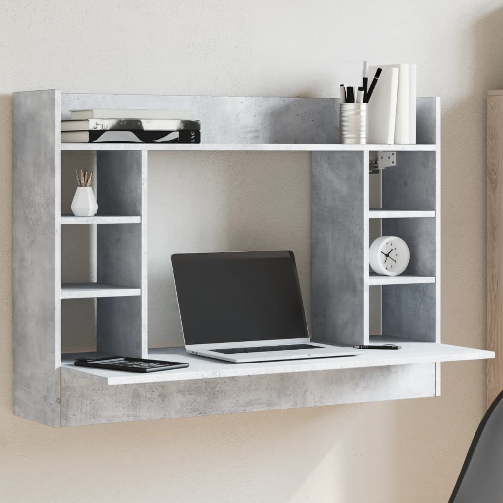 Veggmontert Skrivebord Grå 105X48X75 Cm Konstruert Tre