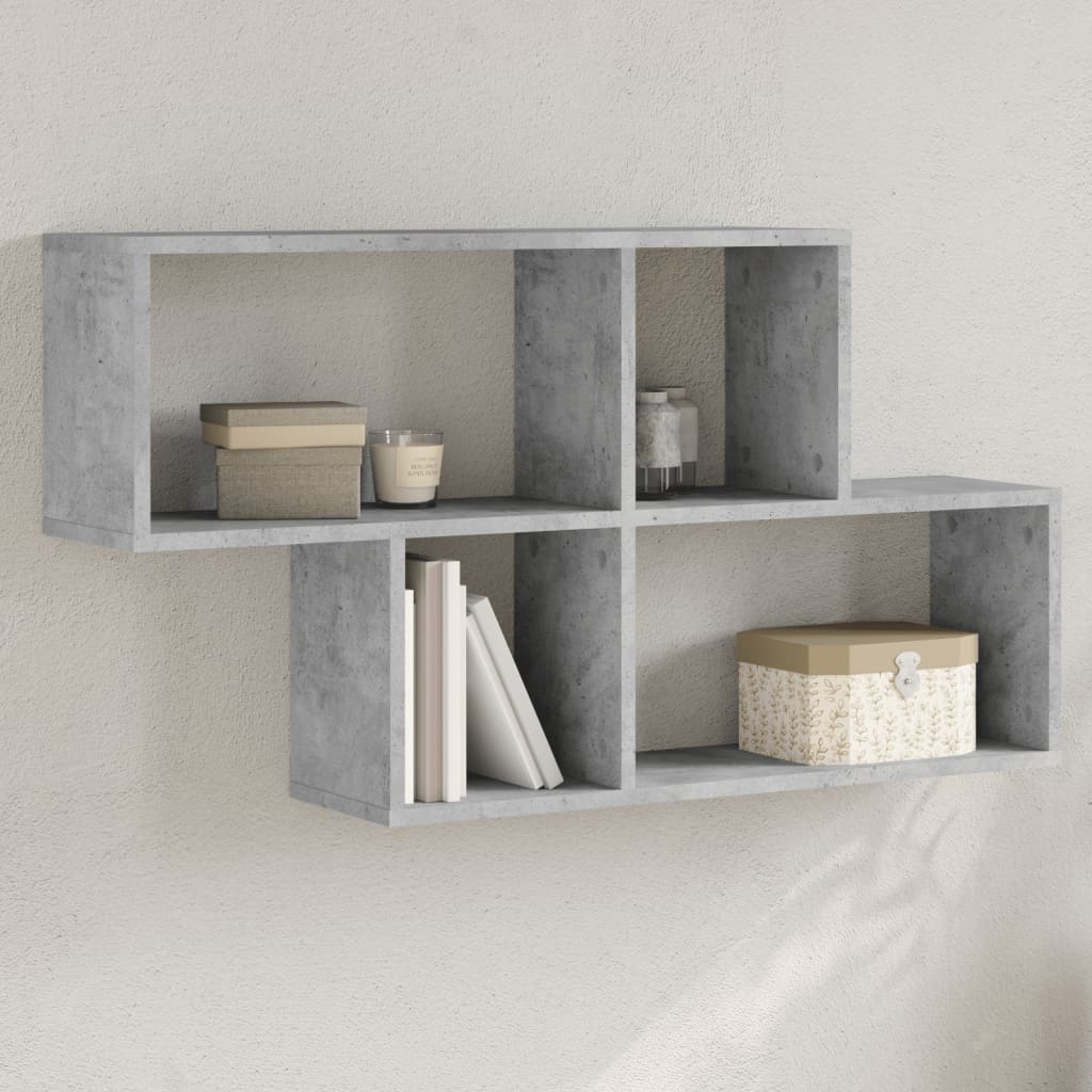 Vegghylle Betonggrå 100X20X53 Cm Konstruert Tre