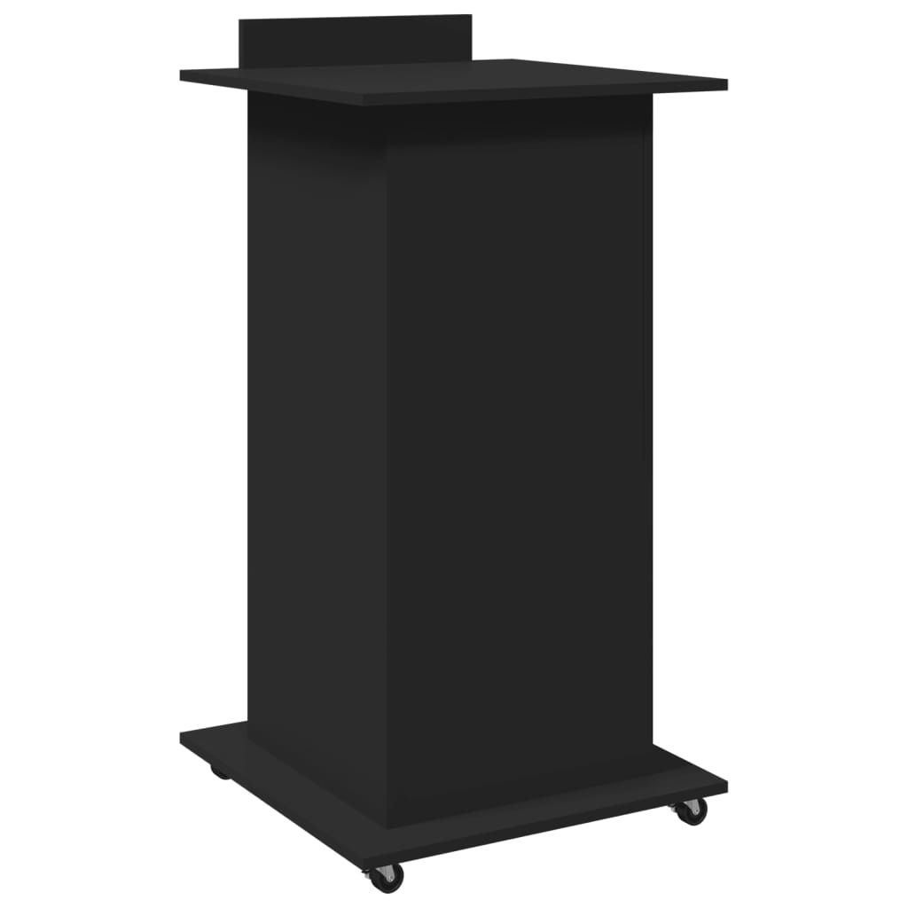 Kateter Med Hjul Og Skuff Svart 55X55X107 Cm Konstruert Tre