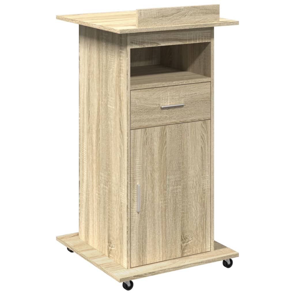 Kateter Med Hjul Og Skuff Sonoma Eik 55X55X107Cm Konstruert Tre