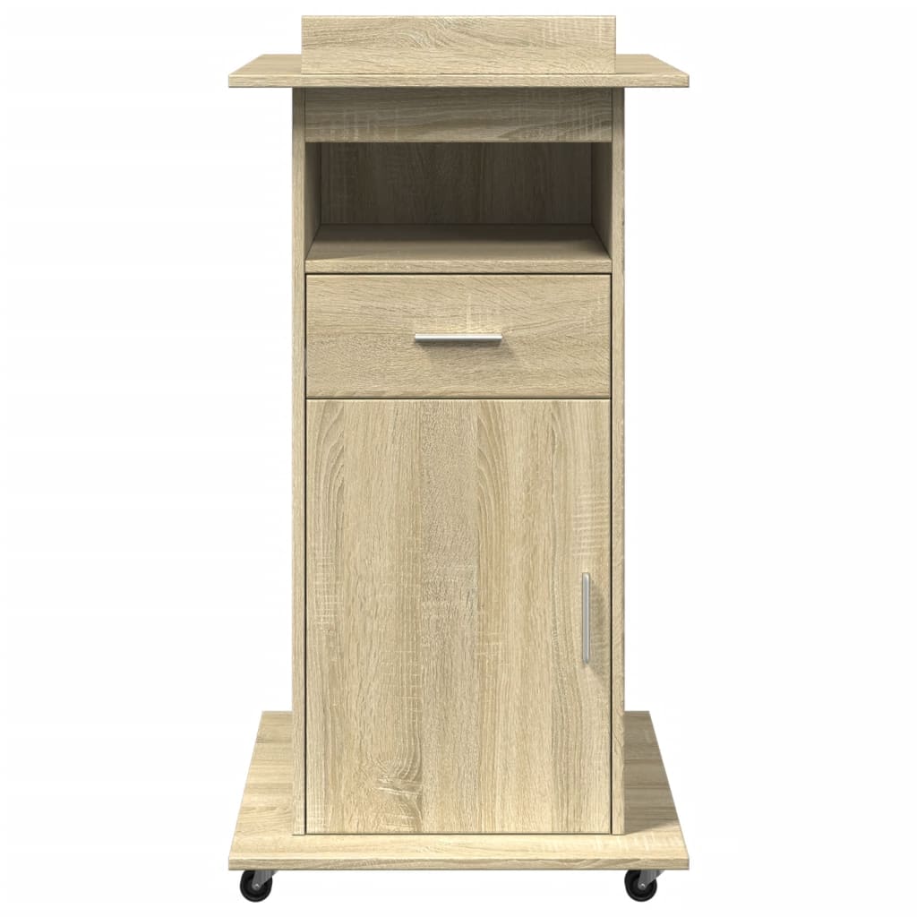 Kateter Med Hjul Og Skuff Sonoma Eik 55X55X107Cm Konstruert Tre