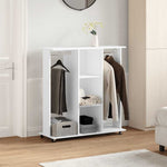 Garderobe Med Hjul Hvit 102X38X110 Cm Konstruert Tre
