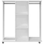 Garderobe Med Hjul Hvit 102X38X110 Cm Konstruert Tre