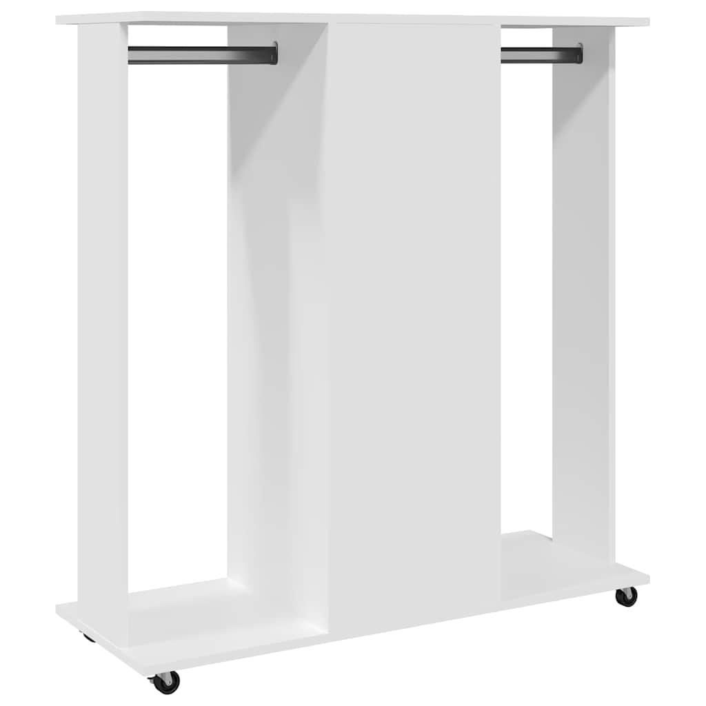 Garderobe Med Hjul Hvit 102X38X110 Cm Konstruert Tre