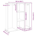 Garderobe Med Hjul Hvit 102X38X110 Cm Konstruert Tre