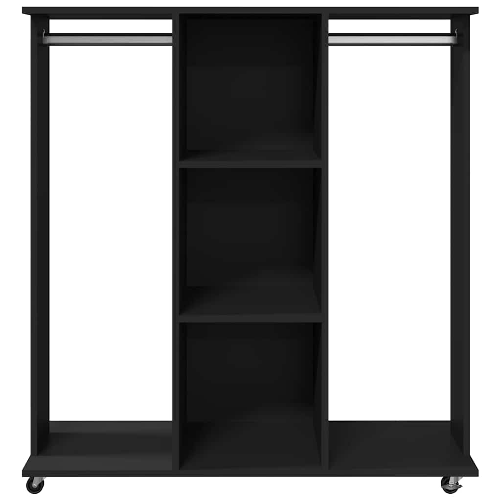 Garderobe Med Hjul Svart 102X38X110 Cm Konstruert Tre