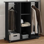 Garderobe Med Hjul Svart 102X38X110 Cm Konstruert Tre