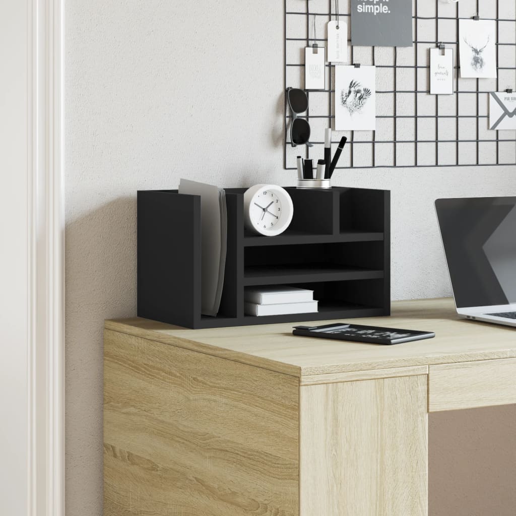 Hylle Til Skrivebord Svart 44,5X24X25 Cm Konstruert Tre