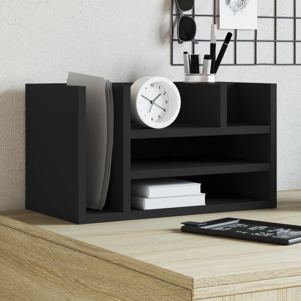 Hylle Til Skrivebord Svart 44,5X24X25 Cm Konstruert Tre